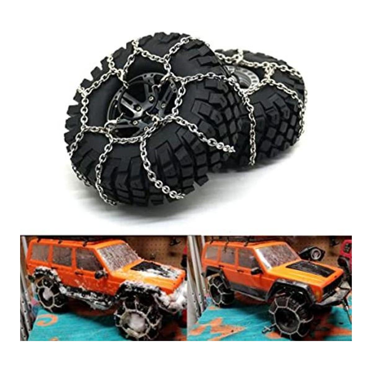 RCLIONS 4 cadenas de nieve de acero RC antideslizantes