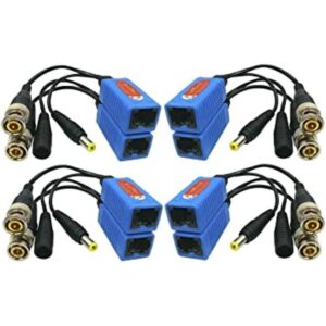 Igreeman 4 pares de adaptadores de video pasivo Balun BNC
