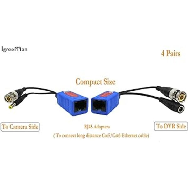 Igreeman 4 pares de adaptadores de video pasivo Balun BNC