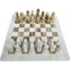 Juego de mesa de ajedrez de mármol de ónix blanco y verde_3