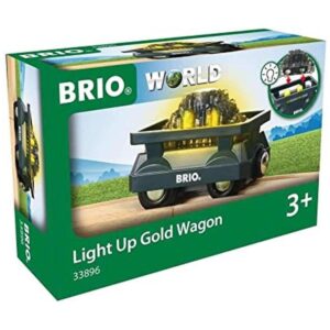 BRIO World 33896 Light Up Gold Wagon Juguete de vagón_1