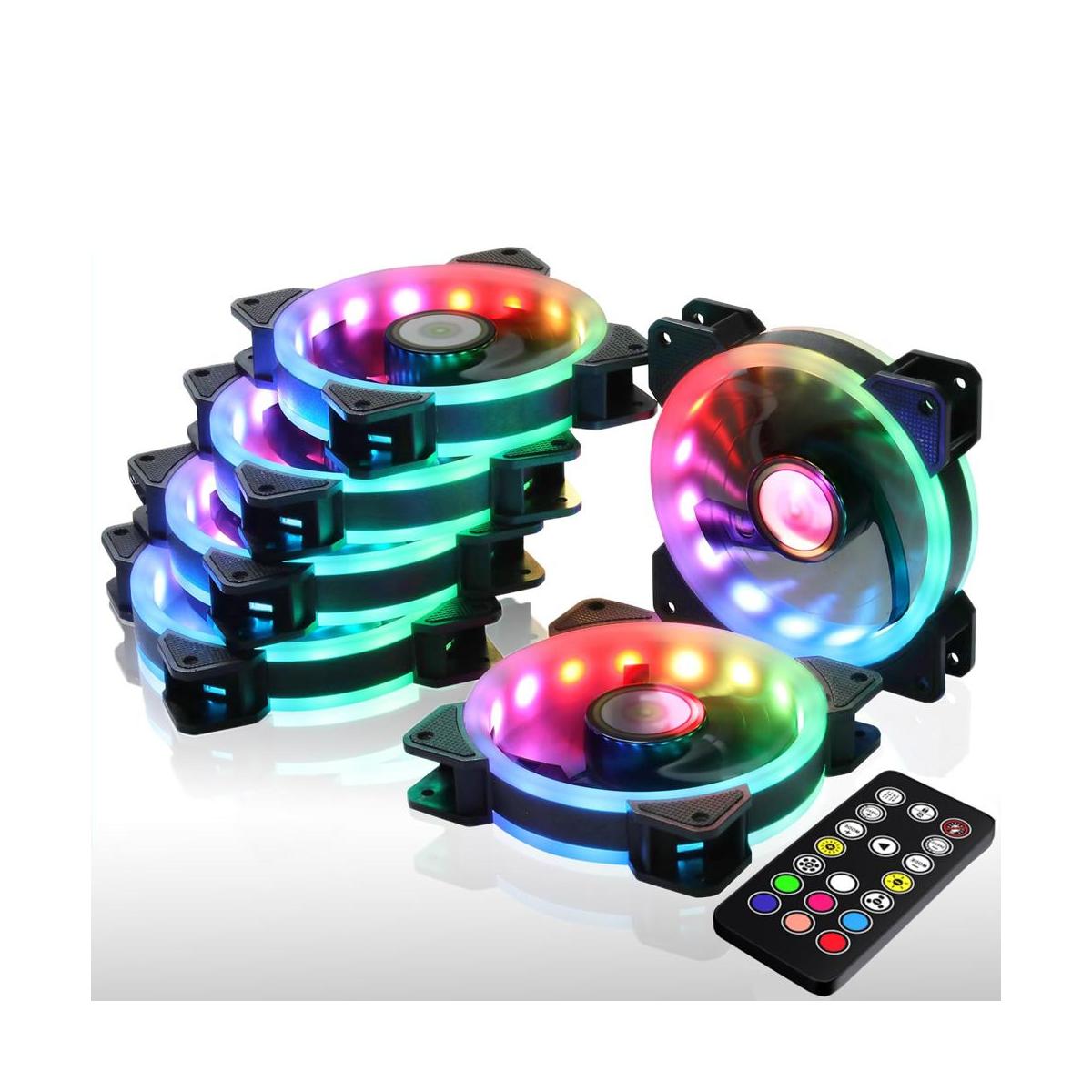 DS Paquete de 6 ventiladores de refrigeración de PC RGB de