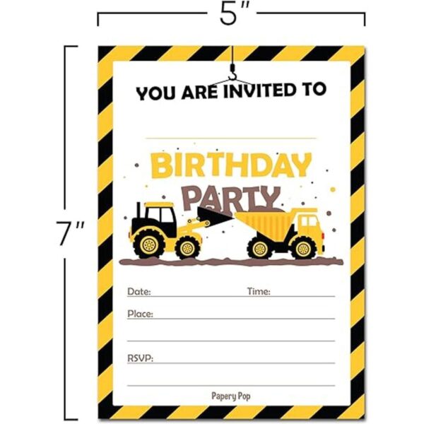 Construcción camiones invitaciones de cumpleaños con_4