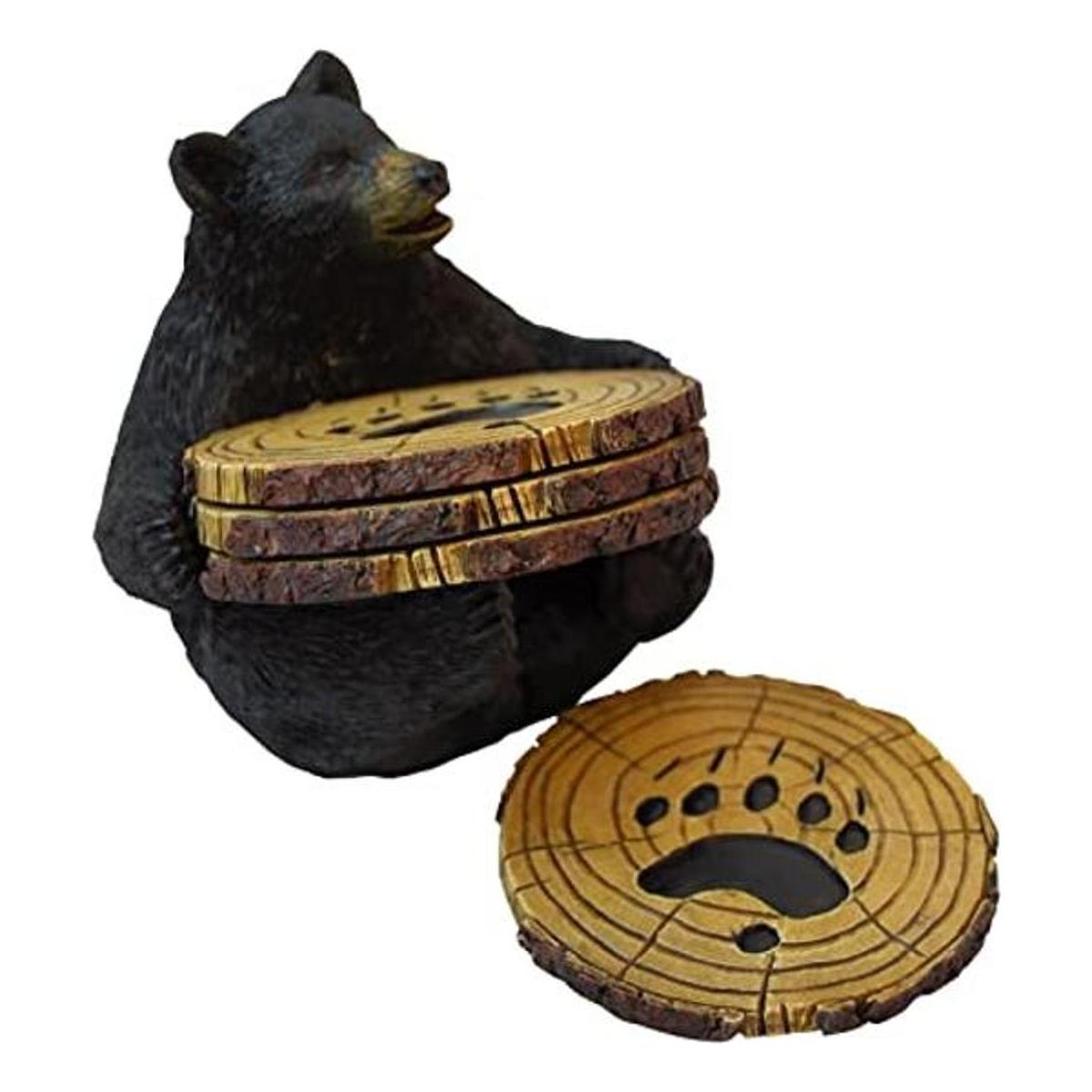 Black Bear Juego de 5 posavasos con base de almohadilla