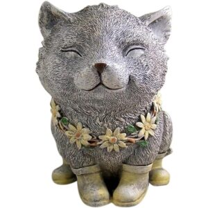 Día lluvioso Pudgy gato Estatua de jardín 7.75 inch_1