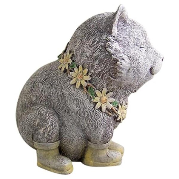 Día lluvioso Pudgy gato Estatua de jardín 7.75 inch_2