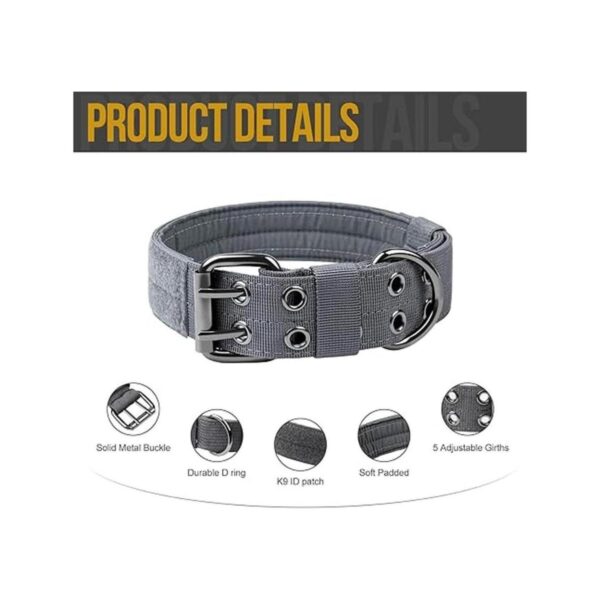 OneTigris Collar militar ajustable para perro con anillo_3