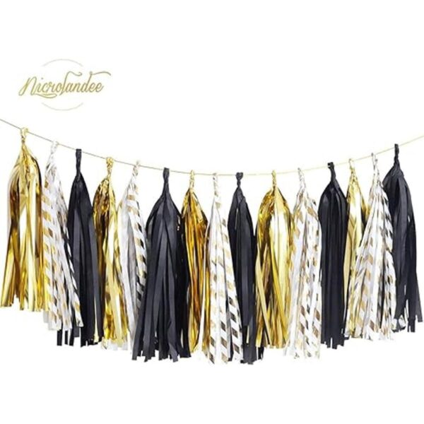 NICROLANDEE Decoraciones de fiesta negras y doradas 28_5