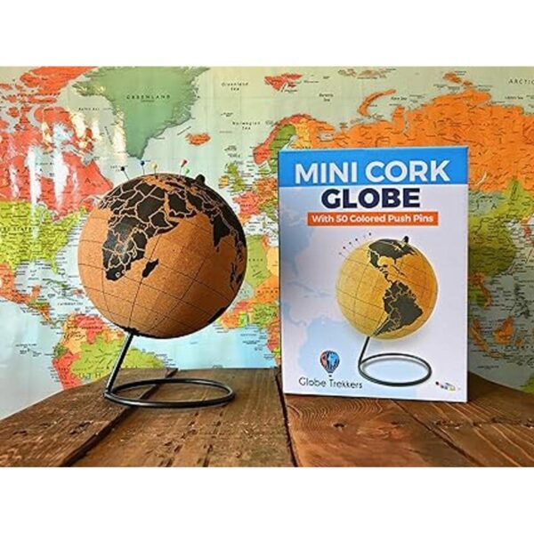 Globe Trekkers Mini globo de corcho con 50 pines de_5