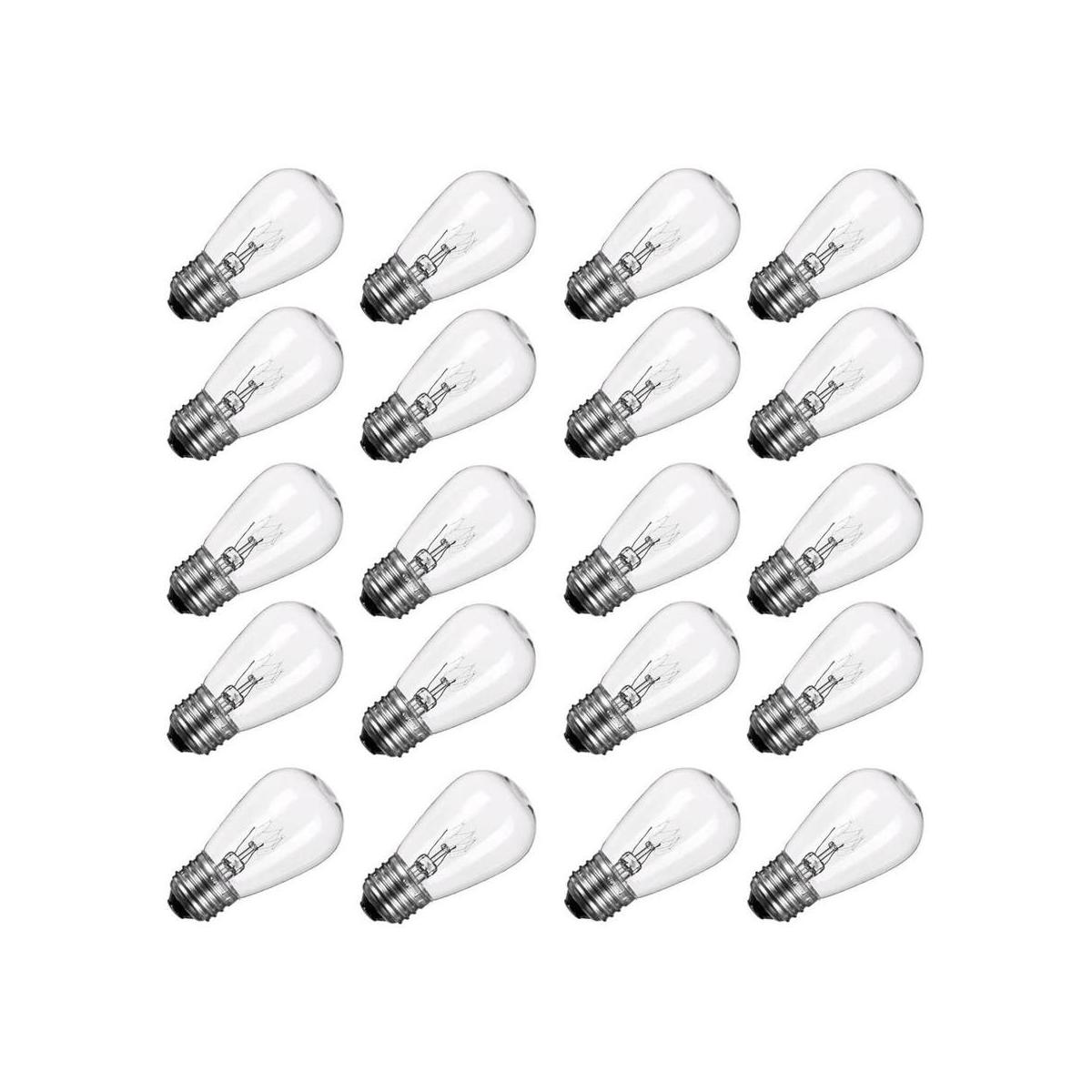 Paquete de 20 bombillas transparentes S14 de 11 W de