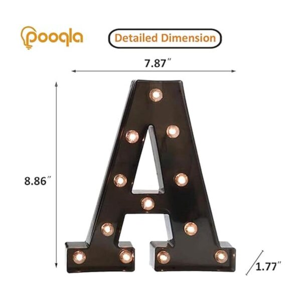 Pooqla Letras iluminadas con luces Luz LED letra negra