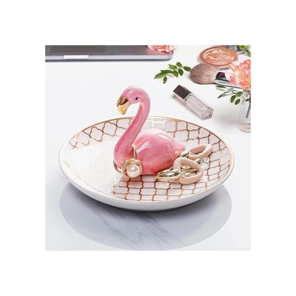 PUDDING CABIN soporte con flamingo para anillos bandeja