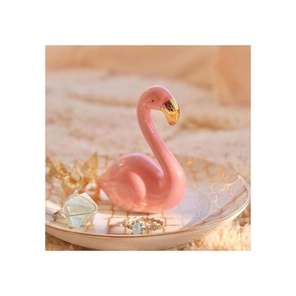 PUDDING CABIN soporte con flamingo para anillos bandeja