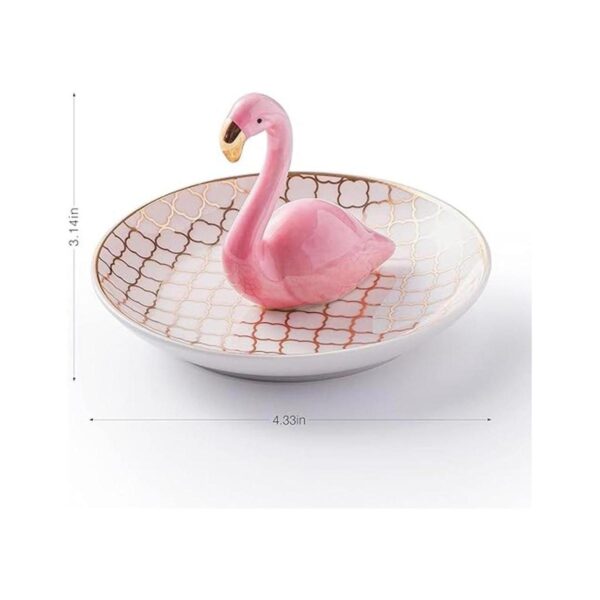 PUDDING CABIN soporte con flamingo para anillos bandeja