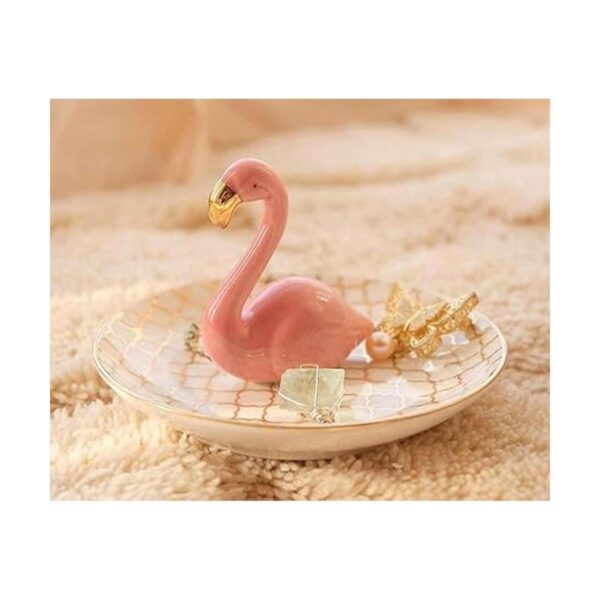 PUDDING CABIN soporte con flamingo para anillos bandeja