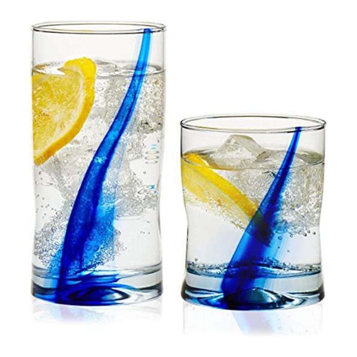 Libbey Blue Ribbon Impressions Juego de vasos y rocas de