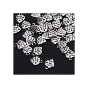 Lot 60 plata hecho con amor CZ corazón colgante collar_1