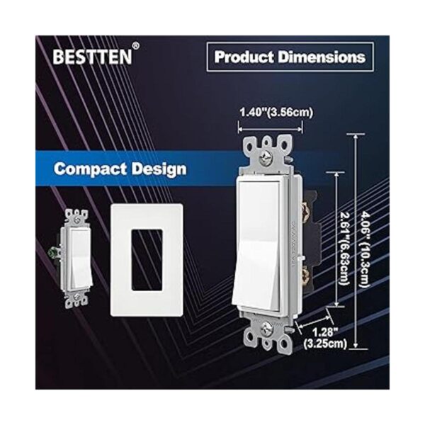 BESTTEN Paquete de 10 interruptores de luz de pared para