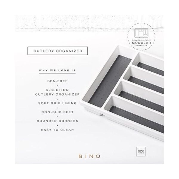 BINO Organizador de cubiertos de 5 ranuras blanco