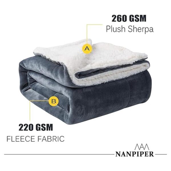 NANPIPER Manta de franela reversible manta de sherpa_3