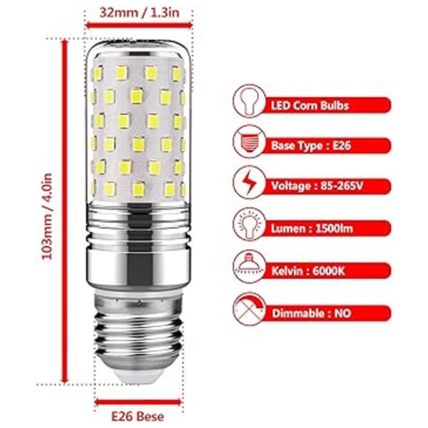 GEZEE Bombilla cilíndrica LED de 15 W bombillas LED E26