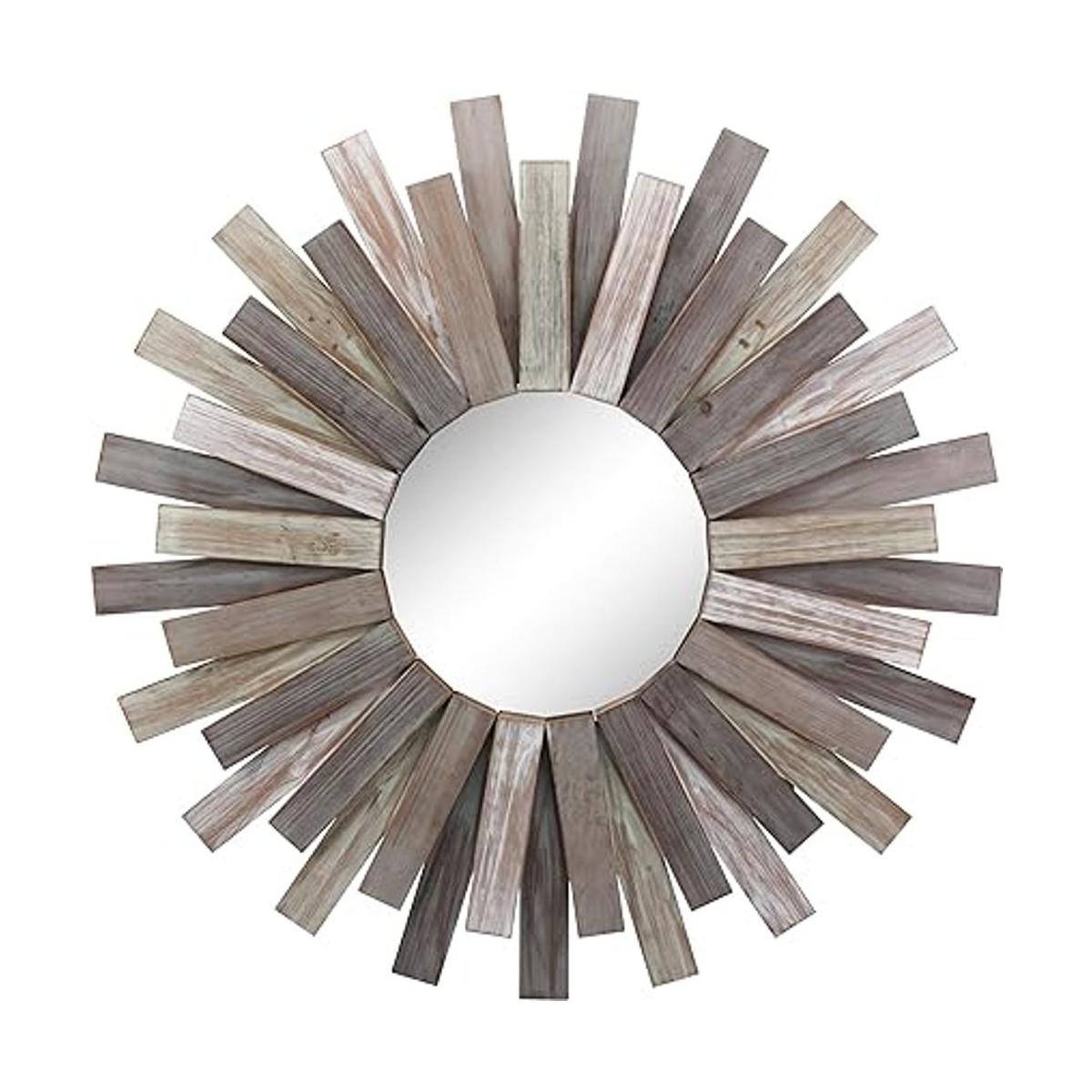 Stonebriar Espejo de pared grande redondo de madera de 32