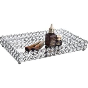 Feyarl Bandeja grande de cristal para tocador con espejo