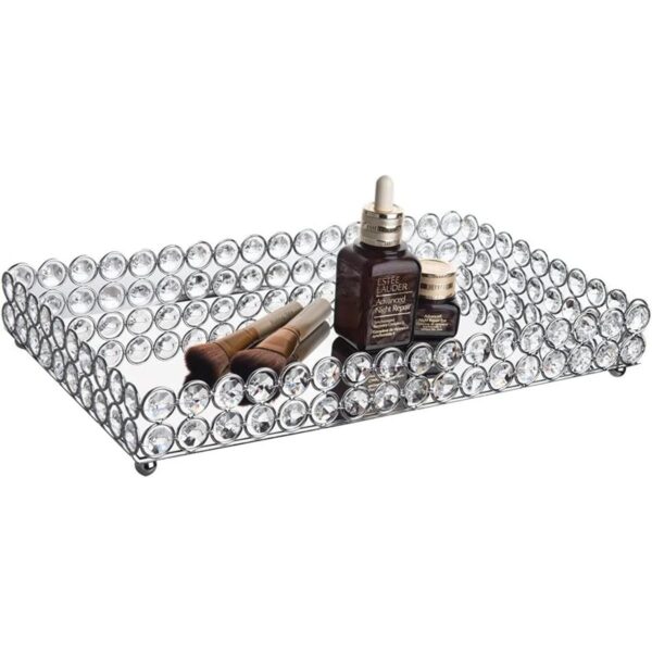 Feyarl Bandeja grande de cristal para tocador con espejo
