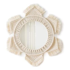 Mkono Espejo de pared colgante con flecos de macramé_1