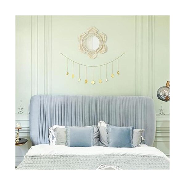 Mkono Espejo de pared colgante con flecos de macramé_4
