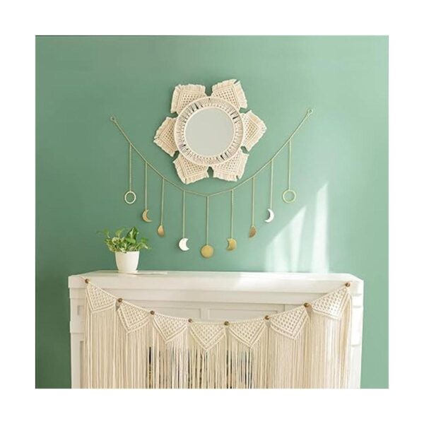 Mkono Espejo de pared colgante con flecos de macramé_3