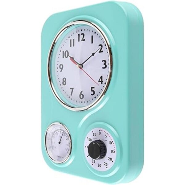 Lilys Home Reloj de pared retro de cocina con termómetro