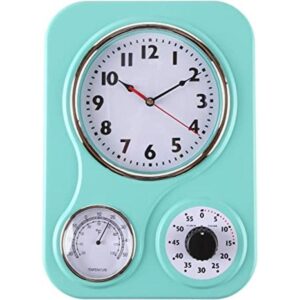 Lilys Home Reloj de pared retro de cocina con termómetro