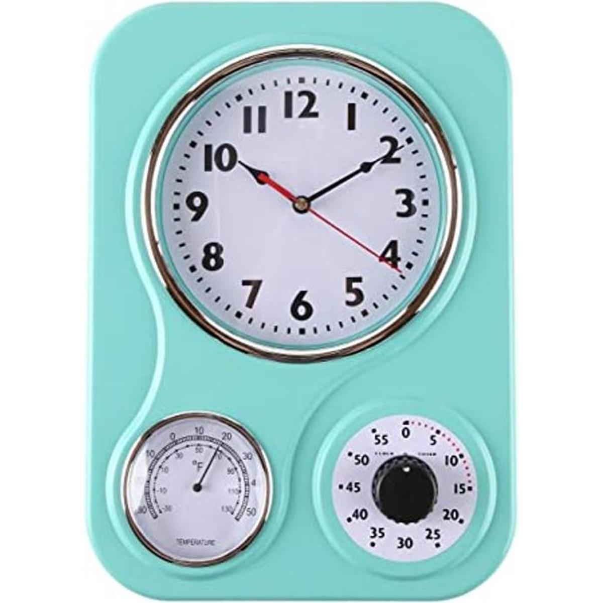Lilys Home Reloj de pared retro de cocina con termómetro