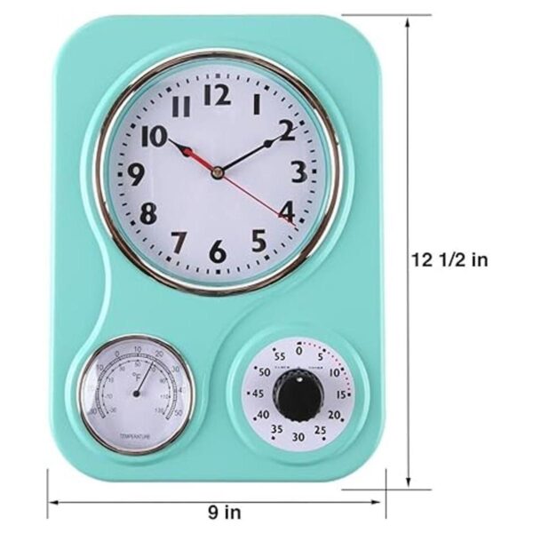 Lilys Home Reloj de pared retro de cocina con termómetro