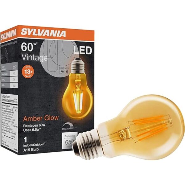 SYLVANIA Bombilla LED vintage A19 equivalente a 60 W