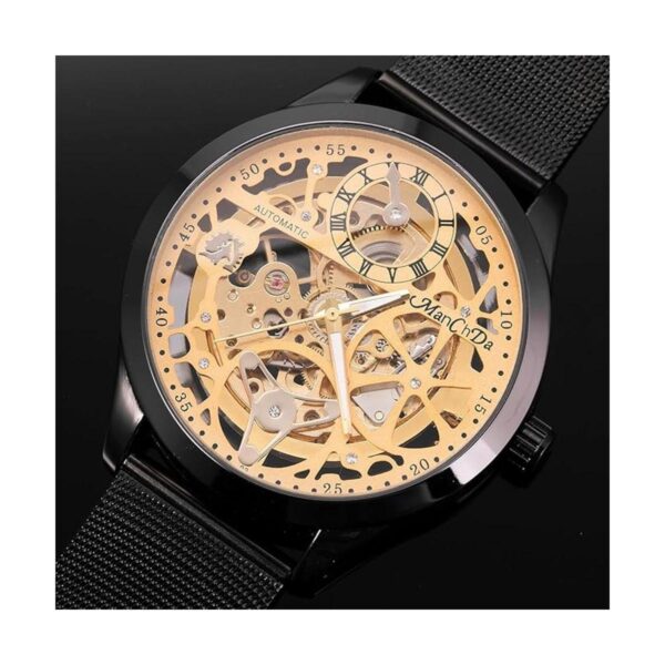 ManChDa Reloj mecánico esqueleto para hombre con correa de