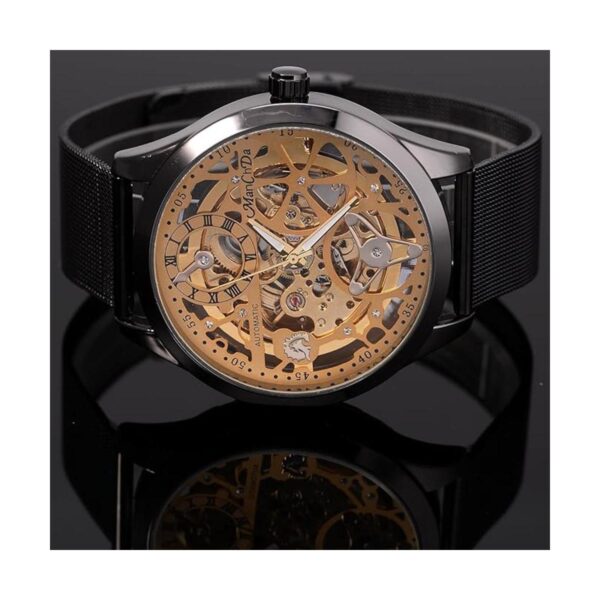 ManChDa Reloj mecánico esqueleto para hombre con correa de