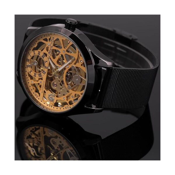 ManChDa Reloj mecánico esqueleto para hombre con correa de