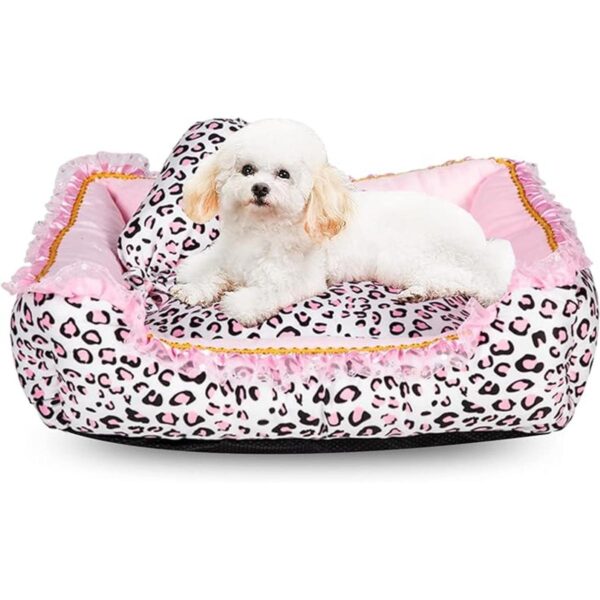 Lindo tapete de dormir rosa para cachorros con patrón de_1