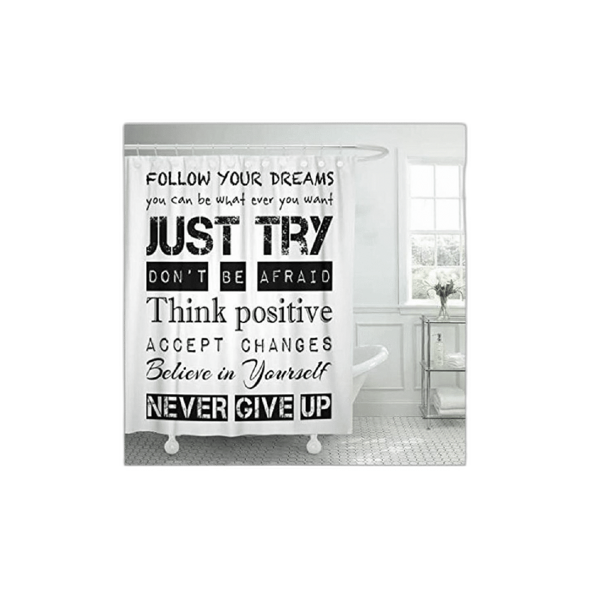 Emvency Cortina de ducha inspiradora motivacional Follow
