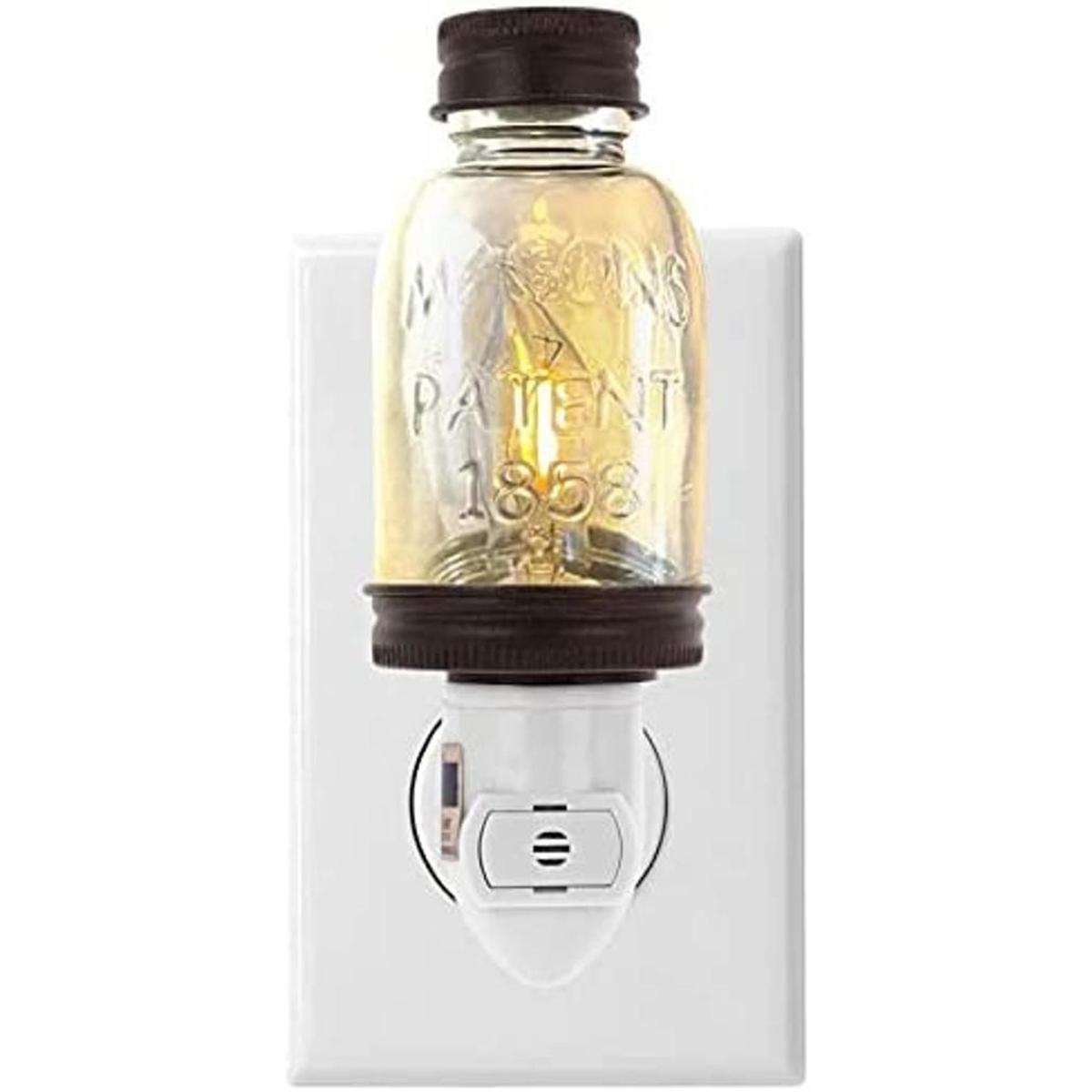 Mini luz nocturna LED rústica en bronce Sensor de