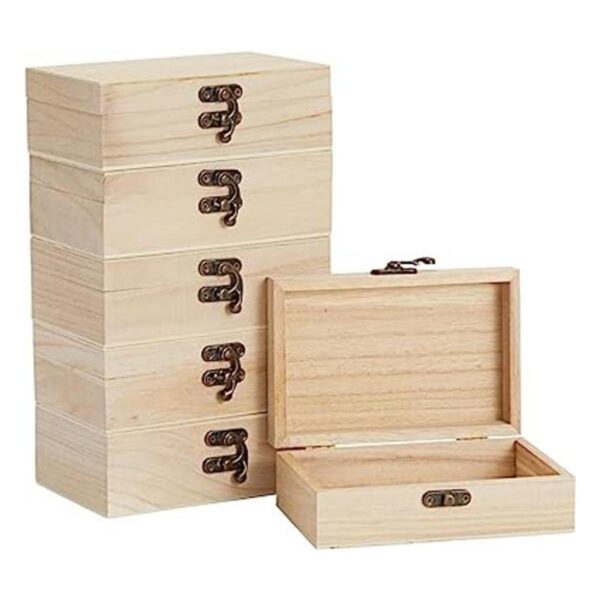 Paquete de 6 cajas de regalo de madera sin terminar con
