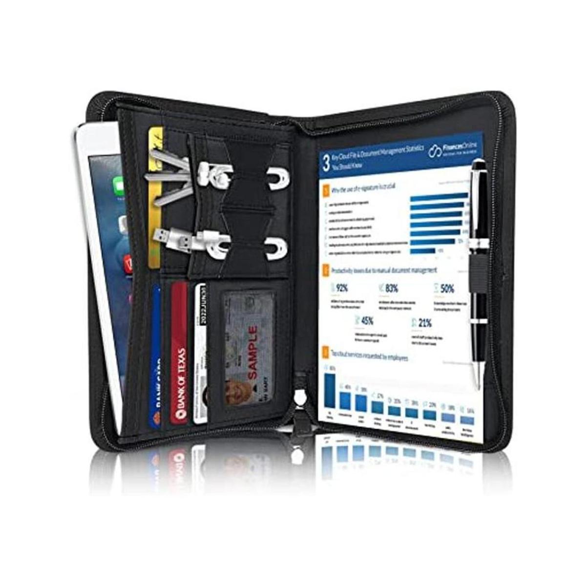 Godery Padfolio Portafolio Mini carpeta de cuero con