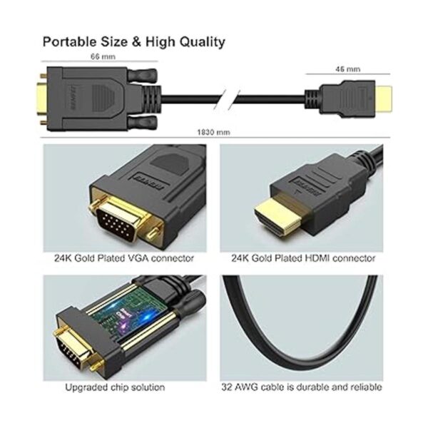 Cable HDMI a VGA Benfei chapado en oro HDMI a VGA de 6_6