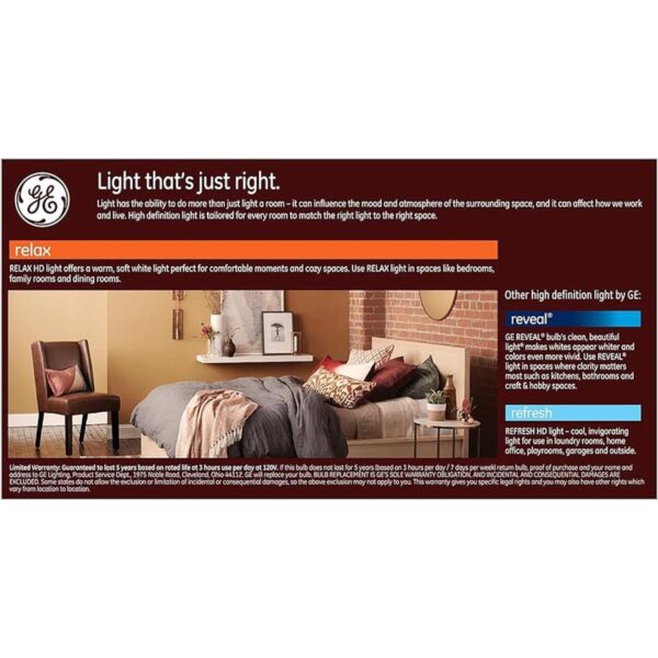GE Lighting 36948 Bombilla de acabado transparente Refresh_3