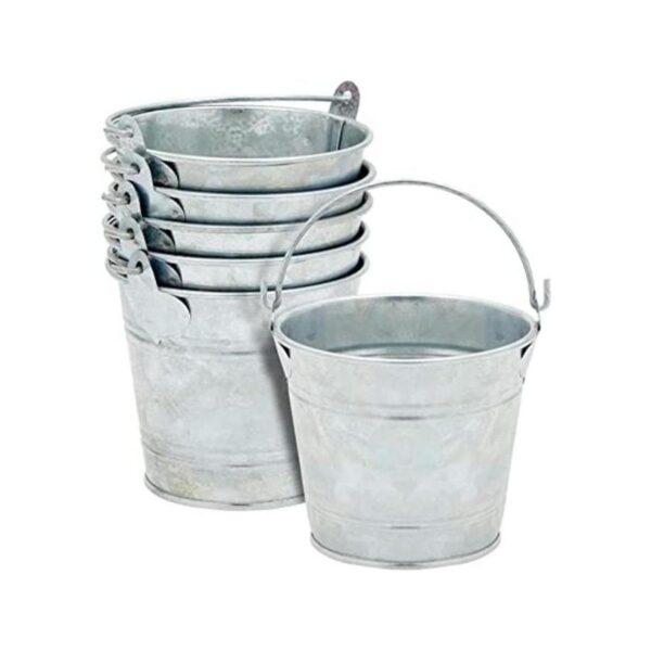 Paquete de 6 cubos galvanizados pequeños con asas mini