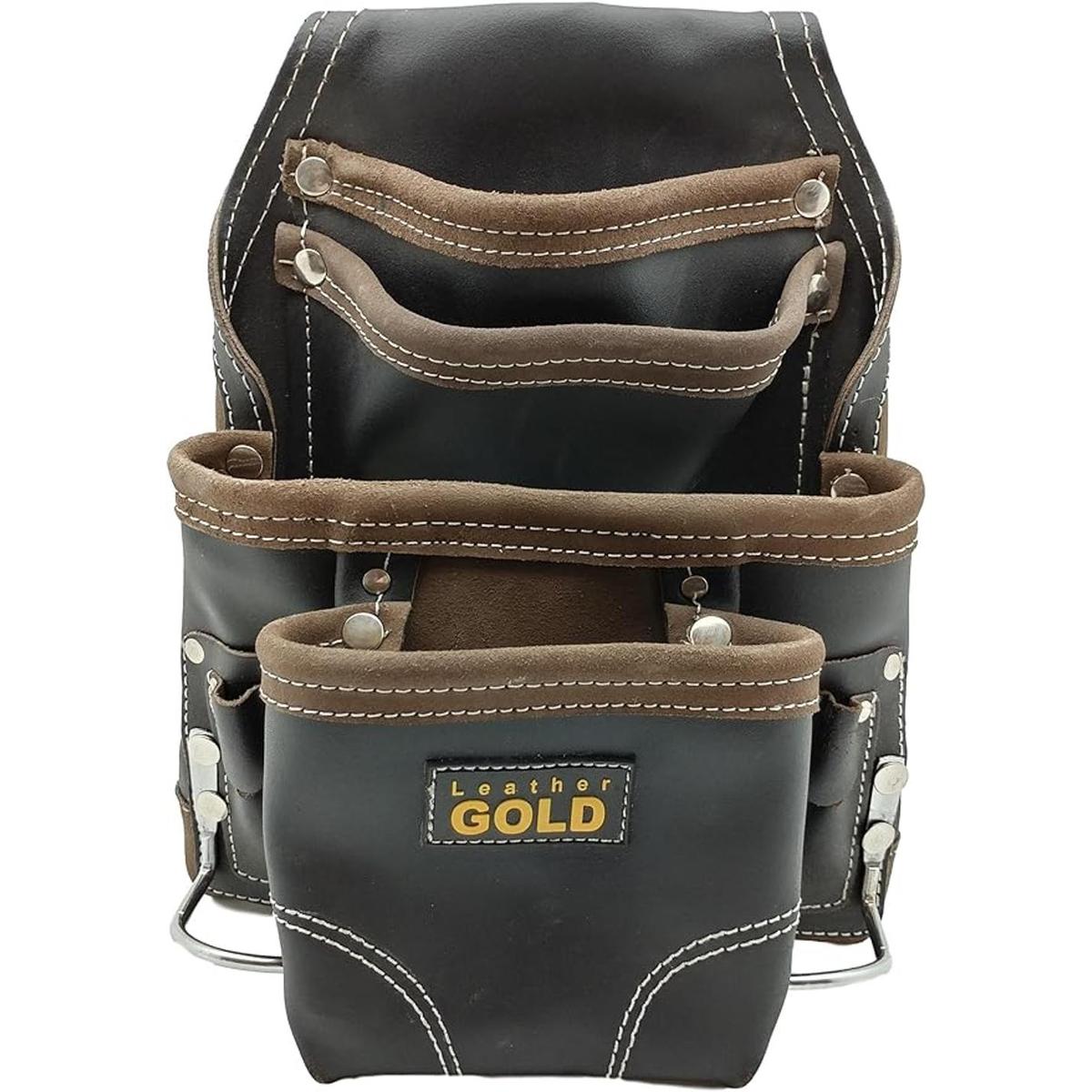 Bolsa de herramientas de cuero dorado resistente