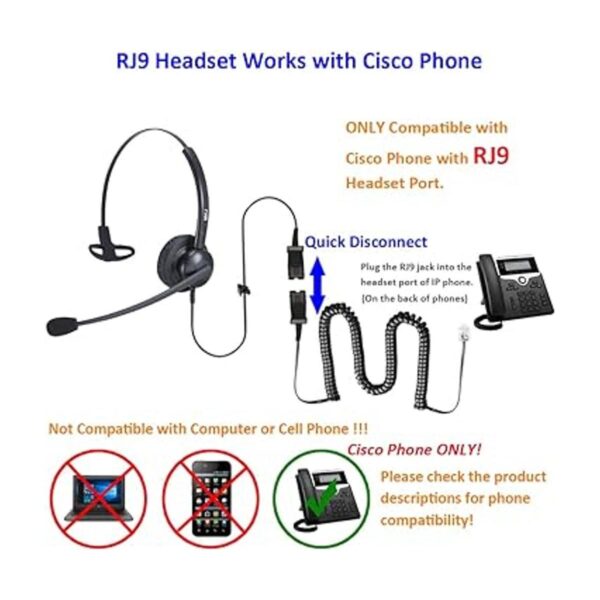 MKJ Auriculares para teléfono de oficina con micrófono