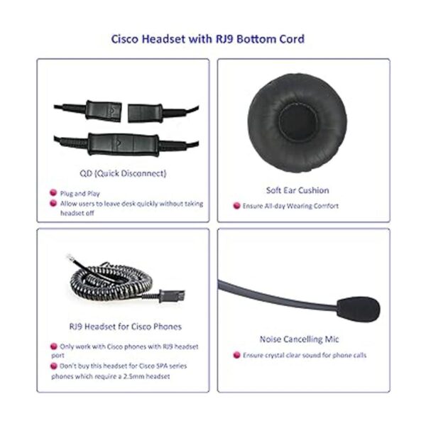 MKJ Auriculares para teléfono de oficina con micrófono